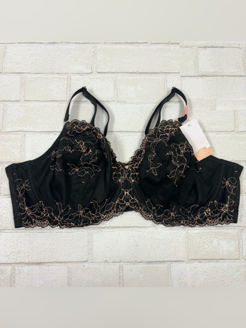 Cacique Women’s Unlined Demi Bra – Black Size 46D Supportive Full‑Bust Lingerie